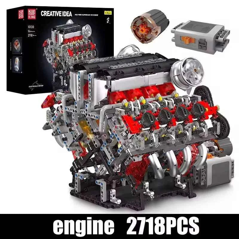 Mould King 10130 F488 Supercar V8 Engine Building Set | Technical Car Part - Limetastore