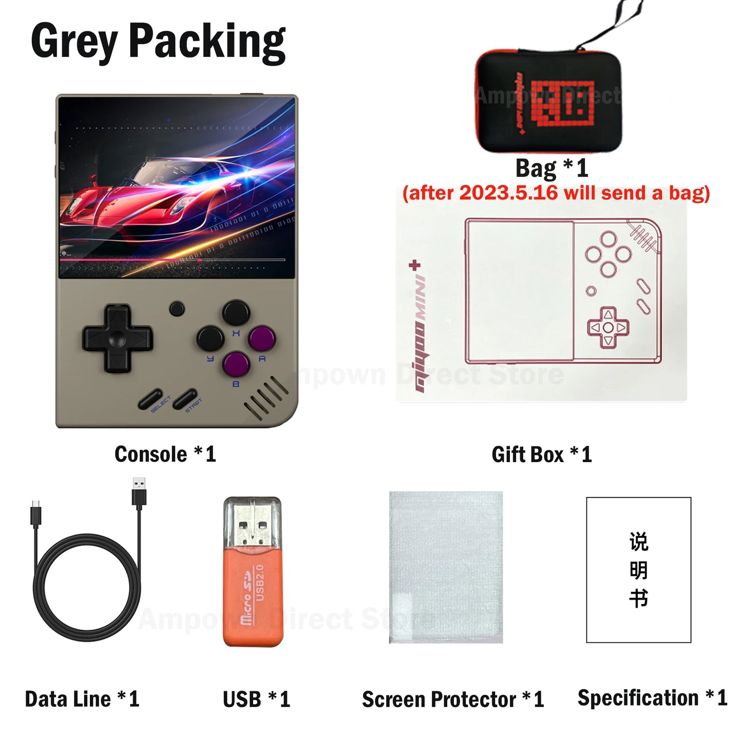 AMPOWN Miyoo Mini Plus Consoles Handheld Game Players 3.5'' IPS Portable Retro Video Game Linux System 3000mAh Wireless Emulator - Limetastore