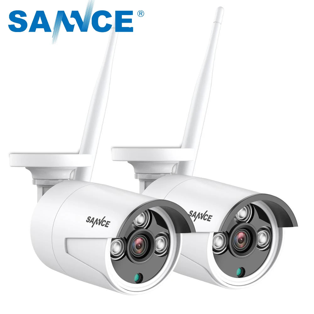 SANNCE 3MP WiFi Outdoor Cameras | Smart IR, EXIR Night Vision, Weatherproof, Email Alerts (2‑Pack)