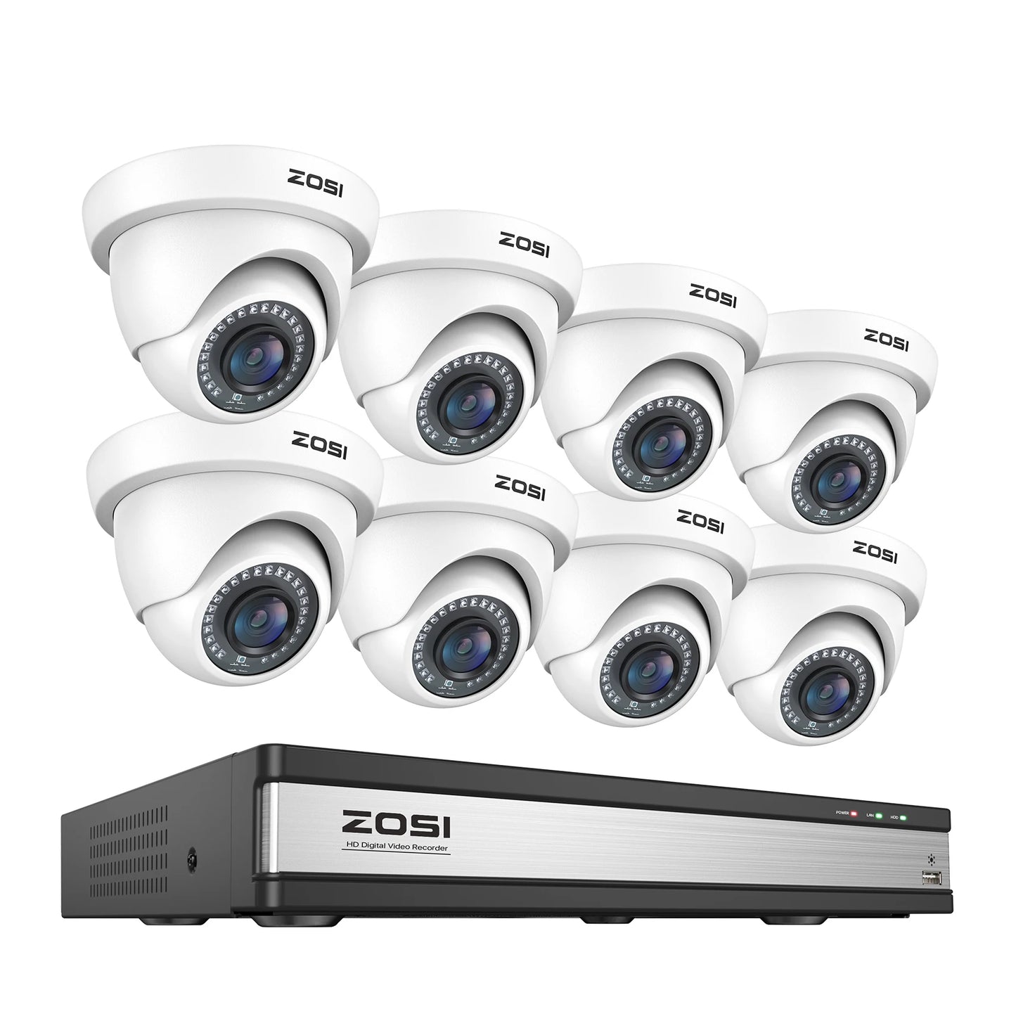 ZOSI 16CH 1080p Wired Security Camera System – H.265+ DVR with Human & Vehicle Detection