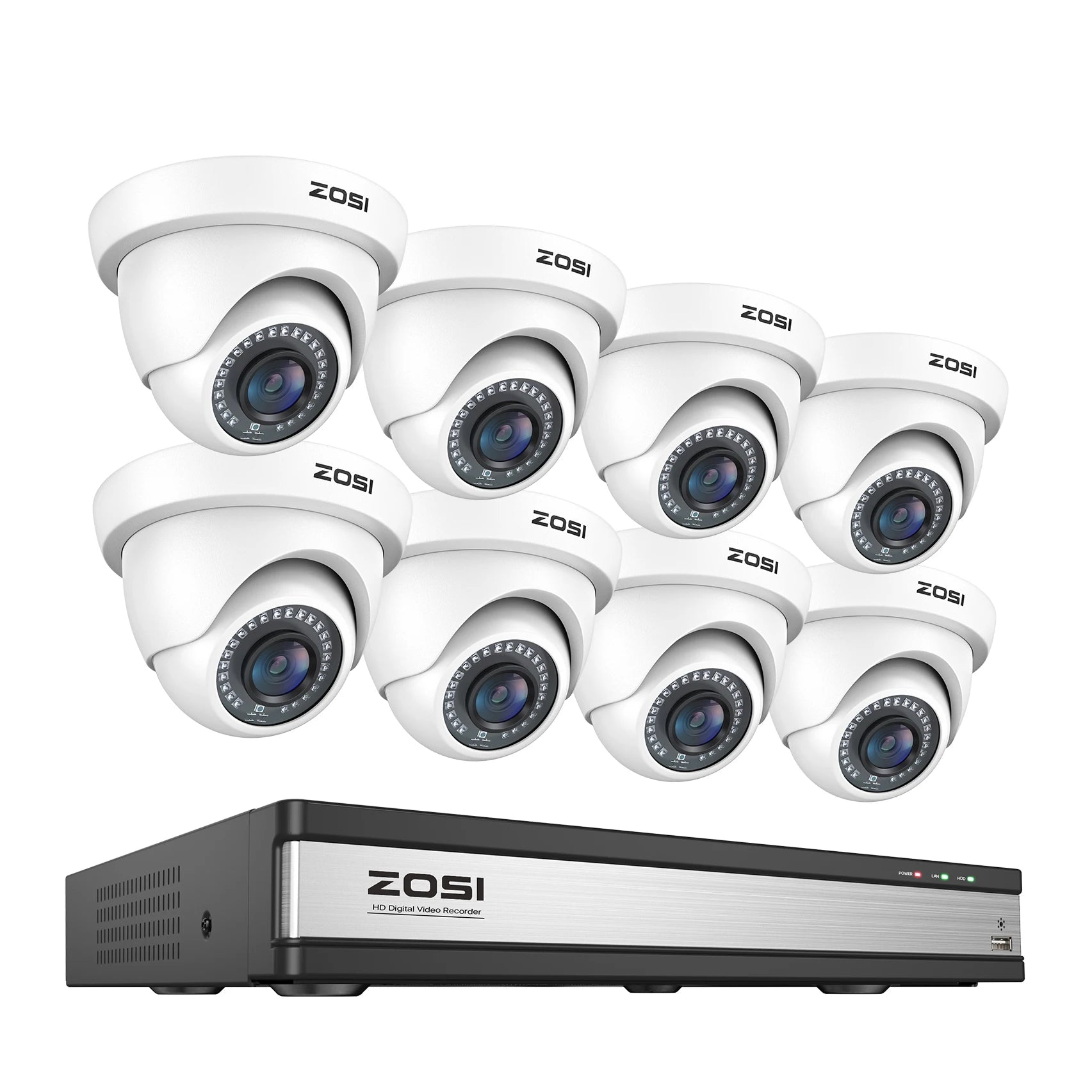 ZOSI 16CH 1080p Wired Security Camera System – H.265+ DVR with Human & Vehicle Detection