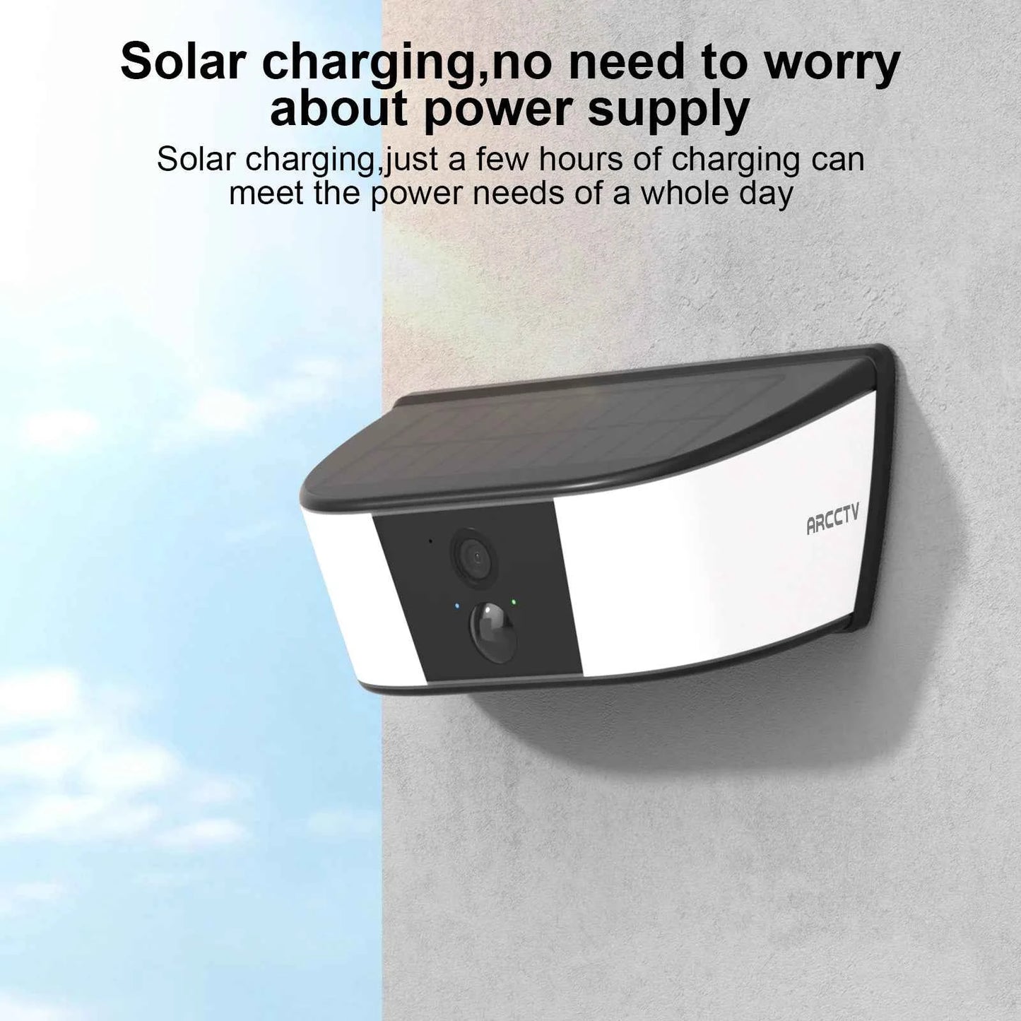 ARCCTV 2K WiFi Solar Camera Security Outdoor Wireless Floodlight Camera Humanoid Detection Alarm Surveillance HD Two Way Audio - Limetastore