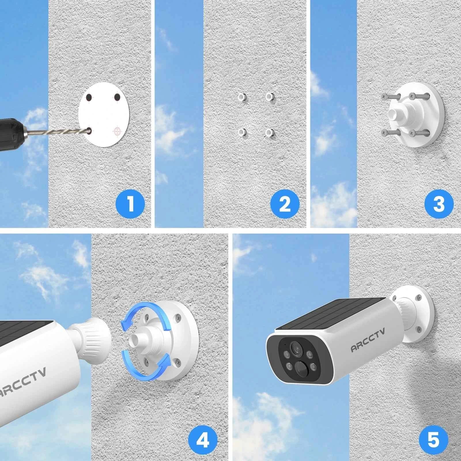 ARCCTV 4MP Solar Camera Outdoor Wireless Security Integrated Solar Wifi Camera Human Detection Color Night Vision Two Way Audio - Limetastore