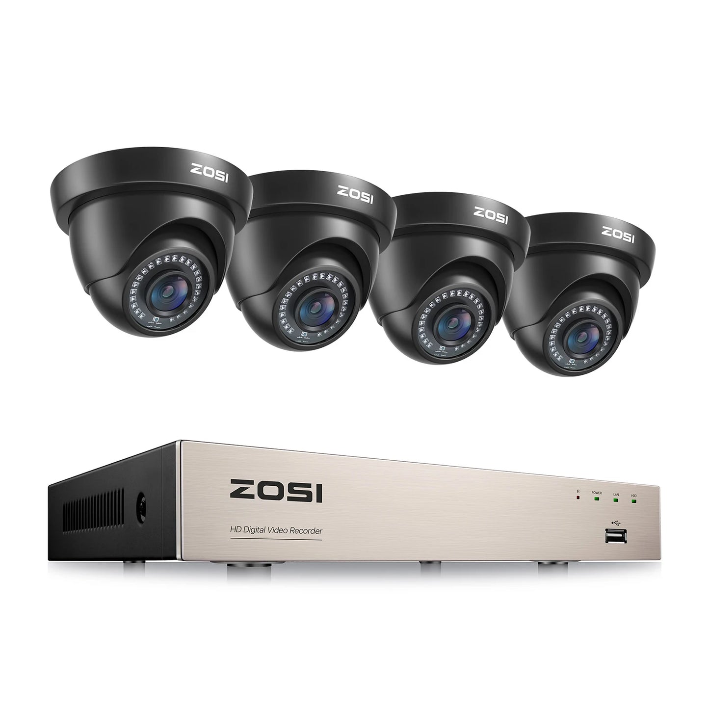 ZOSI 1080p 8CH Home CCTV Security System – H.265+ DVR with 2MP Indoor/Outdoor Dome Cameras