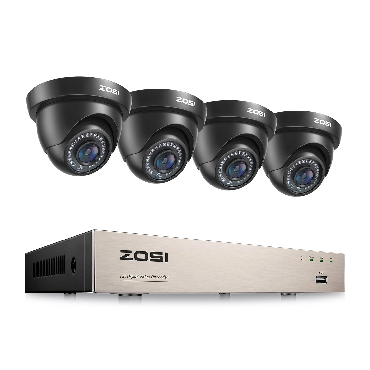 ZOSI 1080p 8CH Home CCTV Security System – H.265+ DVR with 2MP Indoor/Outdoor Dome Cameras