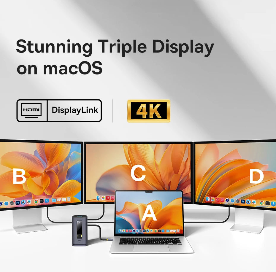Baseus 11‑in‑1 USB‑C Hub | DP 4K@60Hz, HDMI, Triple Display, RJ45, PD 100W, USB 3.1 Docking Station