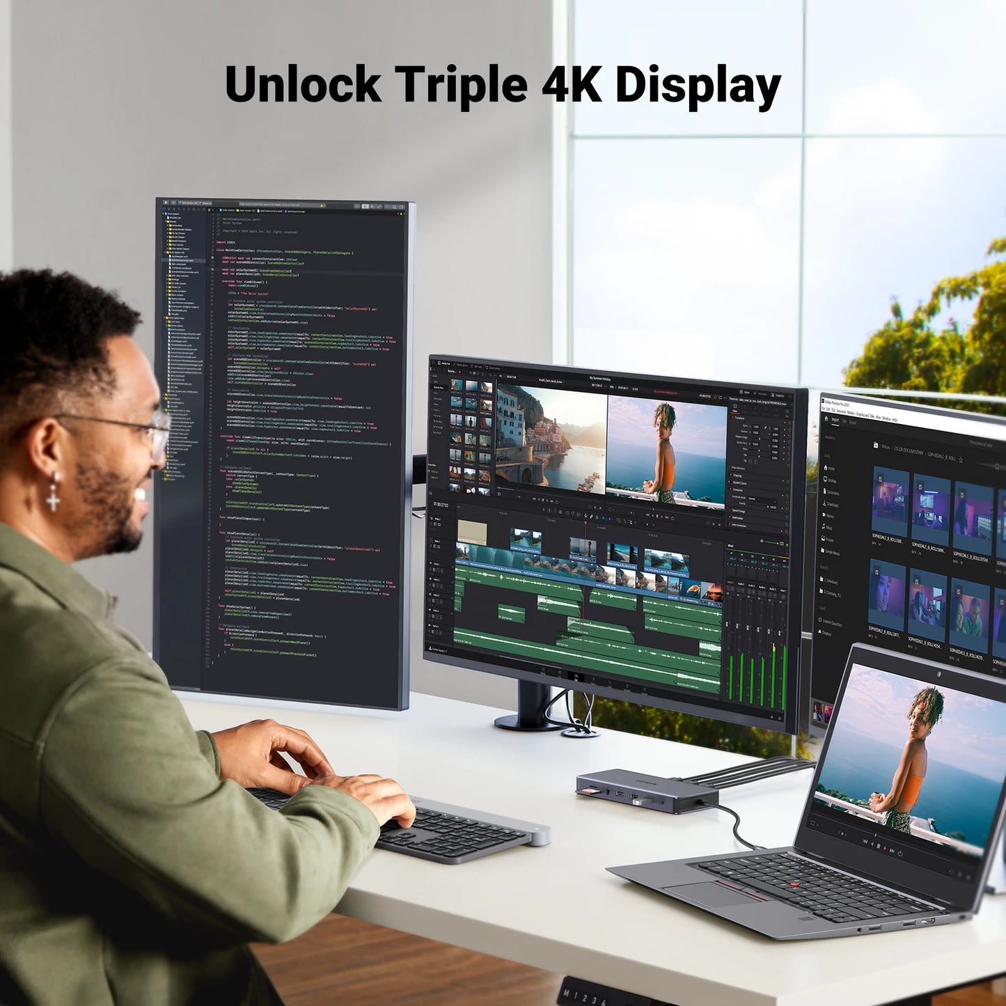 UGREEN 13‑in‑1 USB‑C Hub with Triple Display (DP 4K60Hz + Dual HDMI 4K60Hz), 10Gbps USB‑A/C