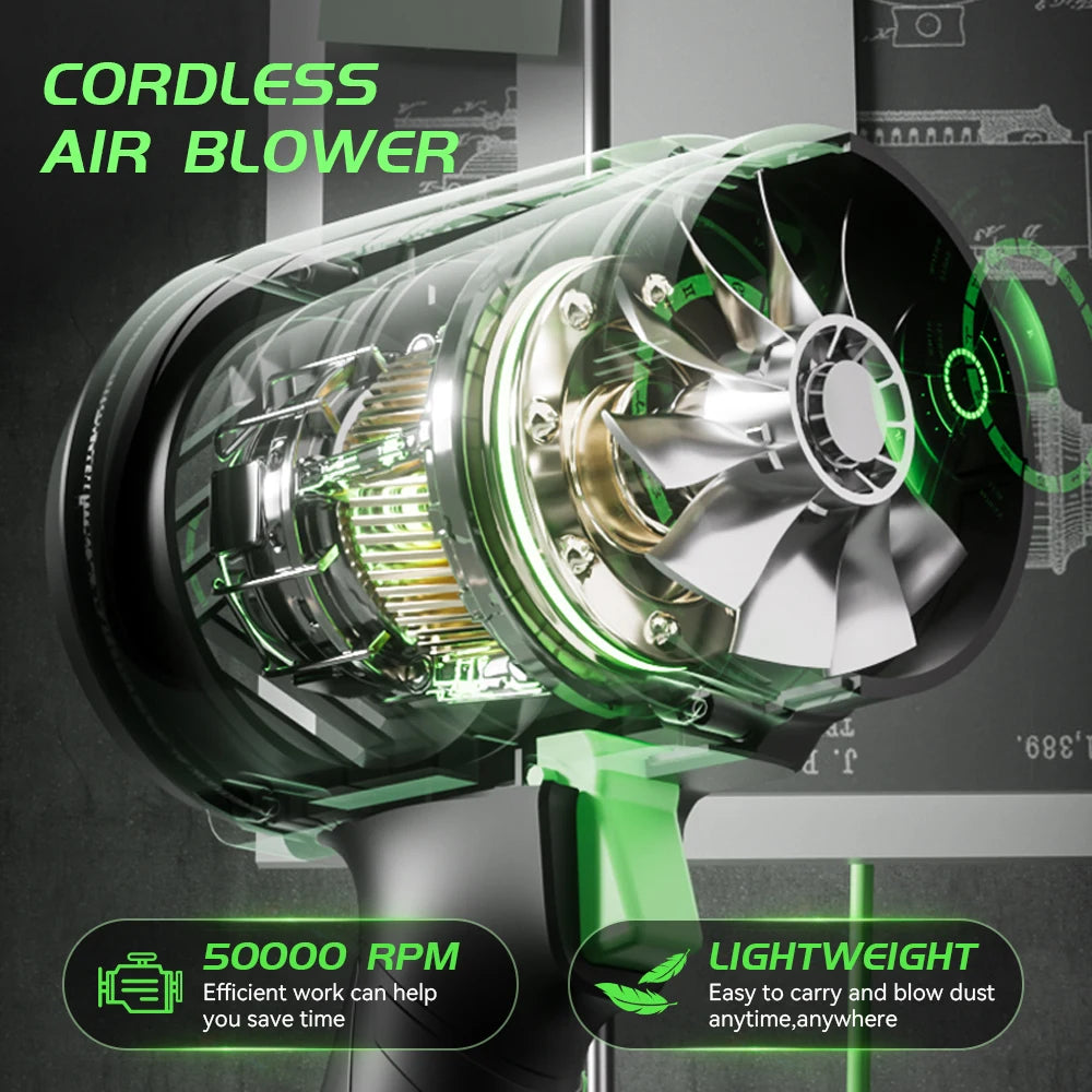 Booster 1300G Turbo Air Blower – 55m/s Brushless Jet Fan | Handheld High‑Power Leaf & Dust Blower