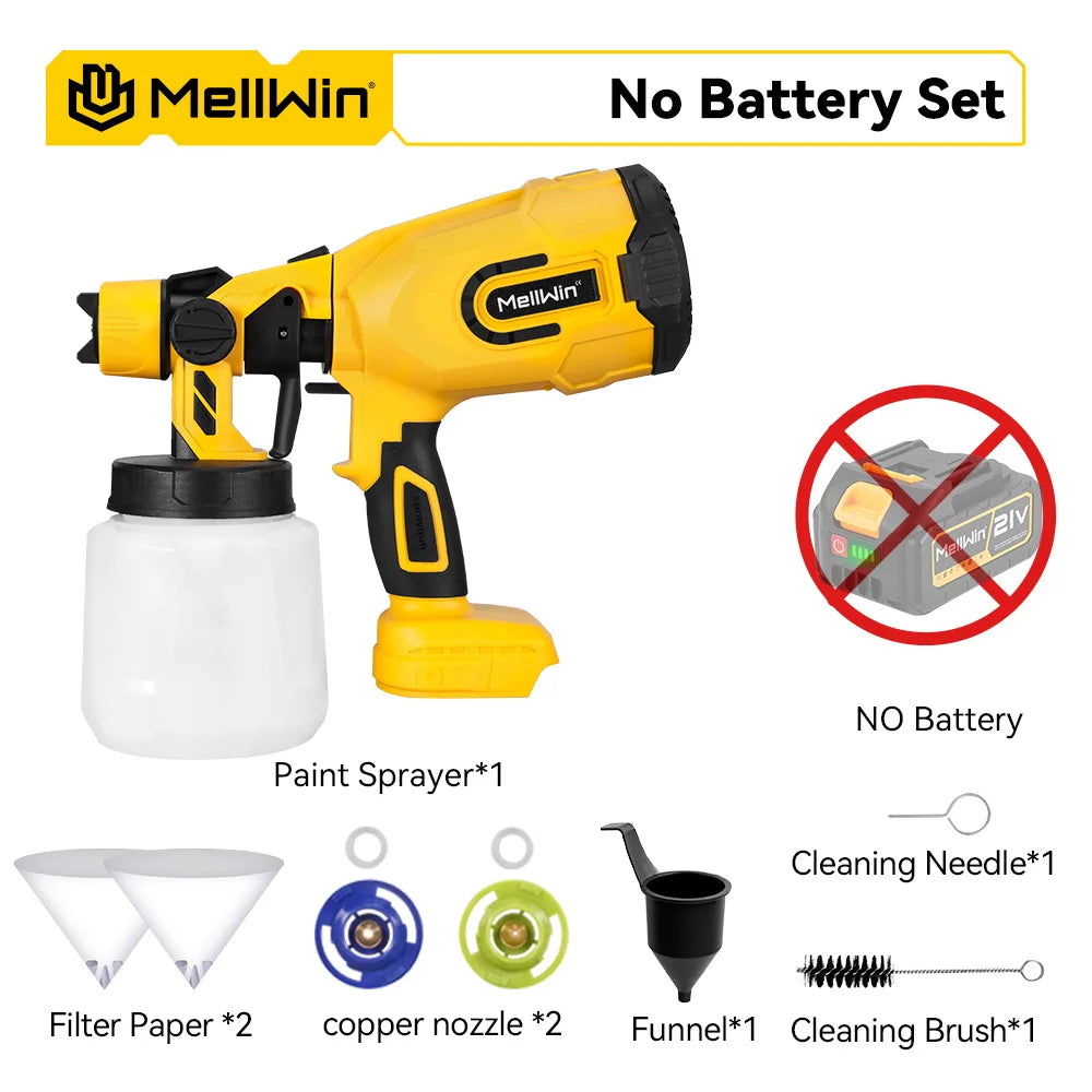 MELLWIN 1200ML Cordless Electric Paint Spray Gun Household Paint Sprayer Car Furniture Sprayer For Makita 18V Battery Pin - Limetastore