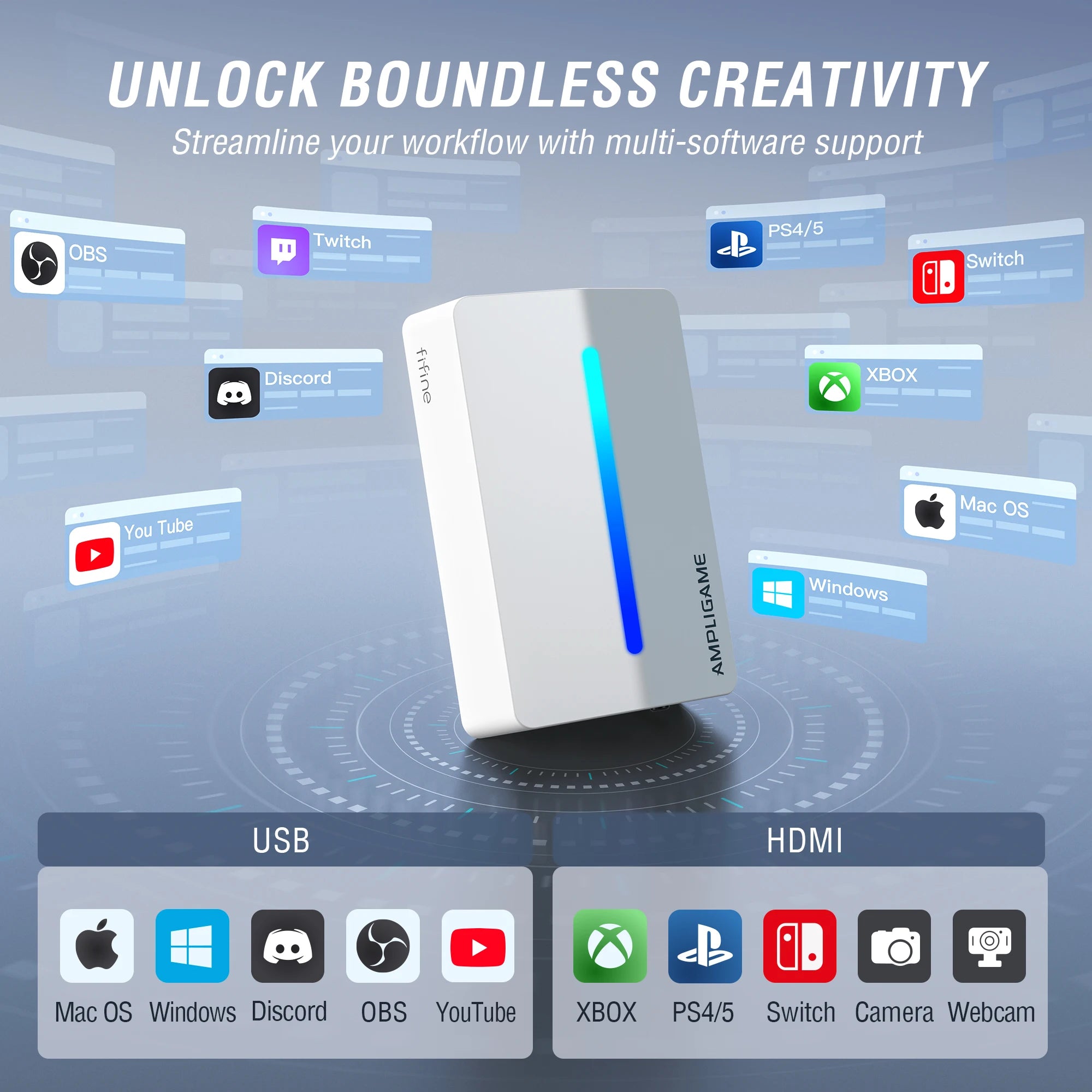 FIFINE V3 4K HDMI Capture Card | 1080p 60fps Streaming with Loop-Out