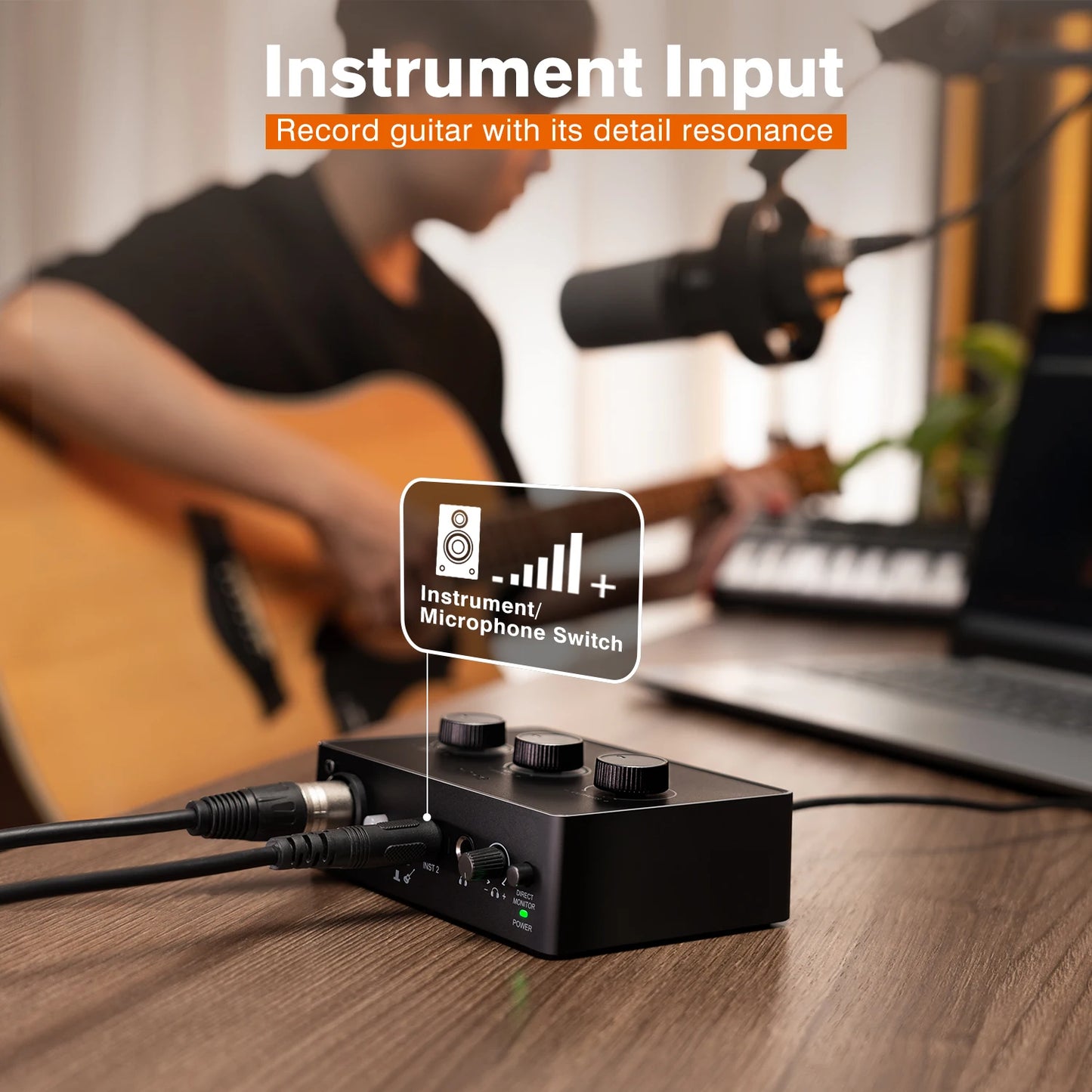 FIFINE Ampli1 XLR Audio Interface | 48V Phantom Power & Gain Control