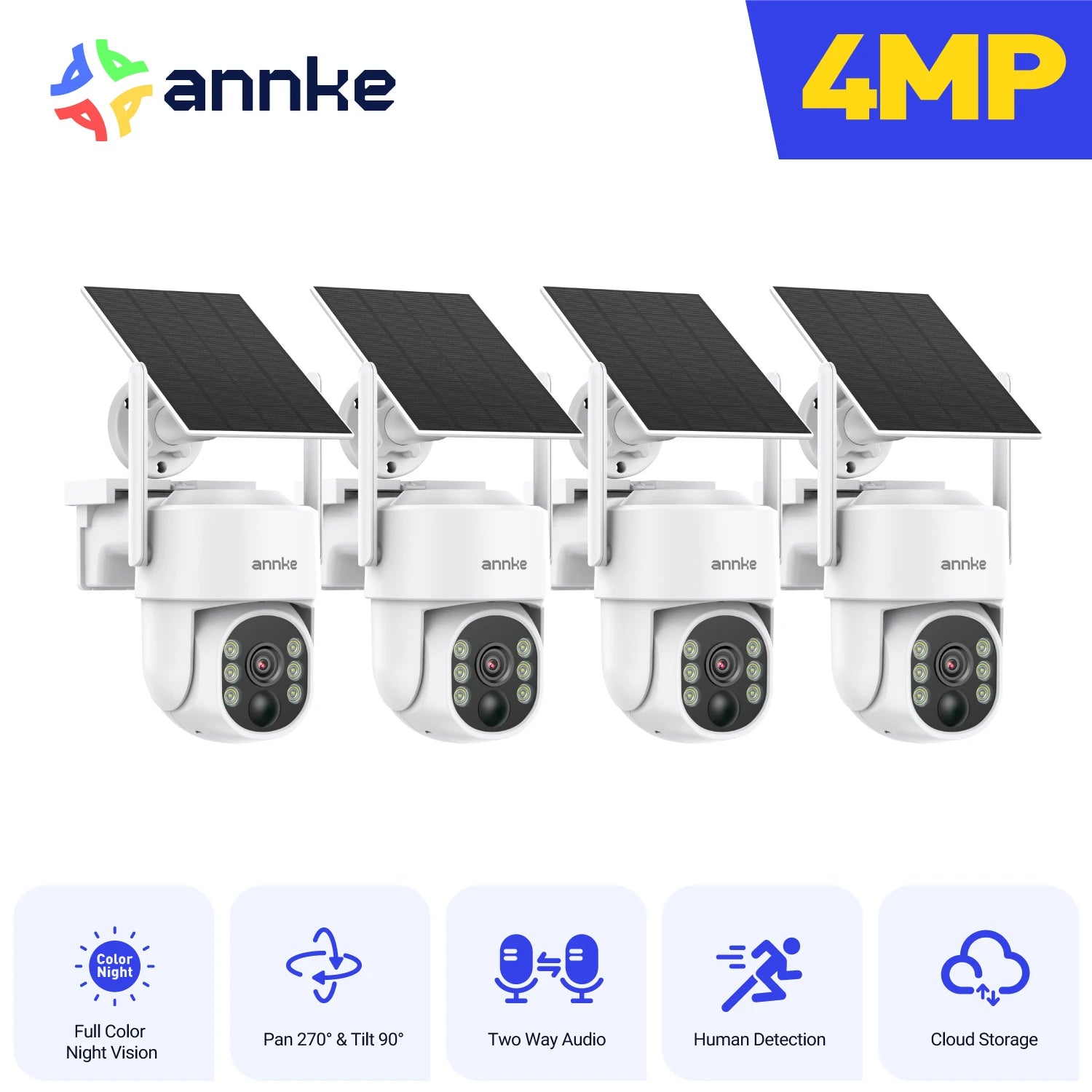 ANNKE 4MP Wireless Battery PT Camera | Color Night Vision, Solar, WiFi