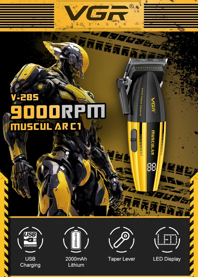 VGR Hair Trimmer Professional Hair Cutting Machine Cordless Hair Clippers Adjustable Barber Rechargeable Trimmer for Men V-285