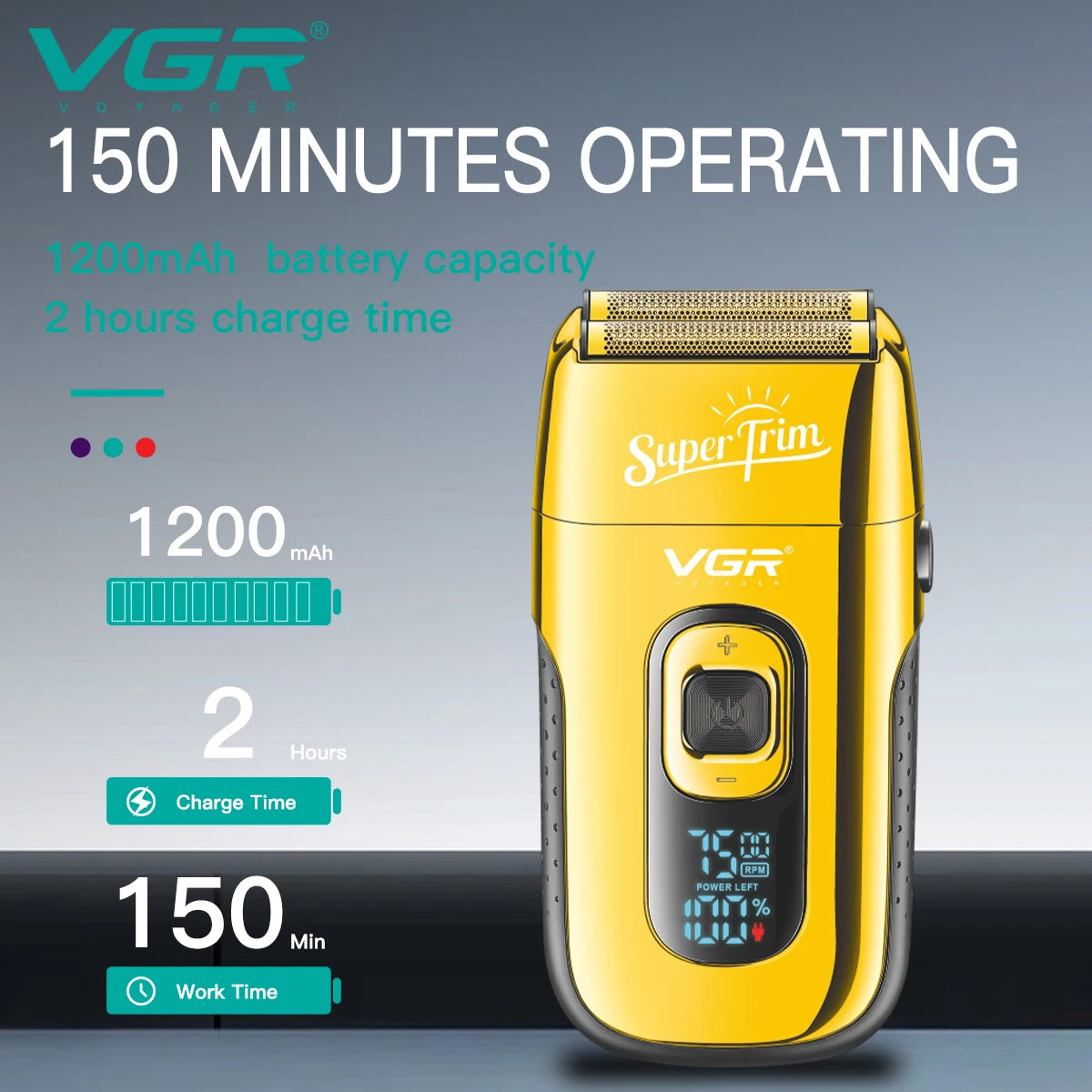 VGR Shaver Professional Face Bald Shaver Beard Trimmer Electric Razor Rechargeable Hair Trimmer Shaving Machine for Men V-332