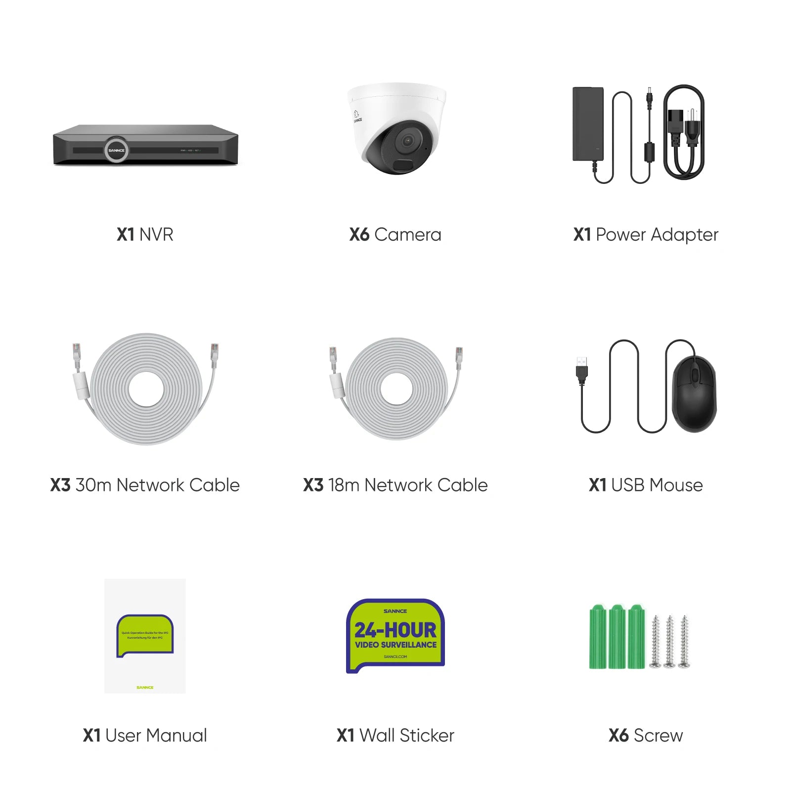 SANNCE 5MP PoE CCTV System | 8CH NVR, Audio Recording, 100ft Night Vision, Human & Vehicle Detection