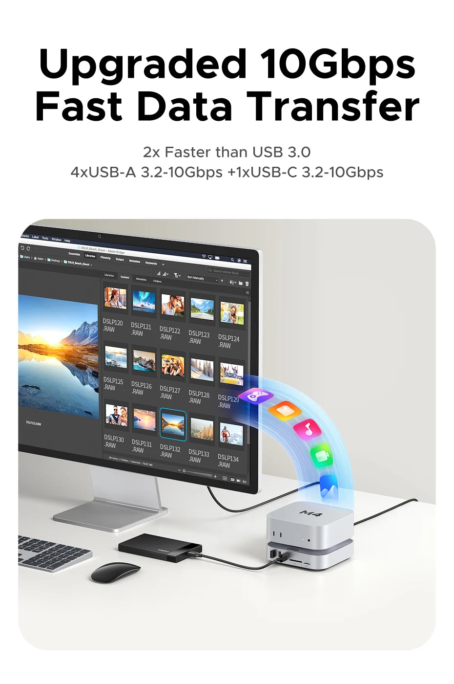 UGREEN 40Gbps Mac Mini M4 Docking Station with Dual USB‑C, M.2 NVMe SSD Enclosure