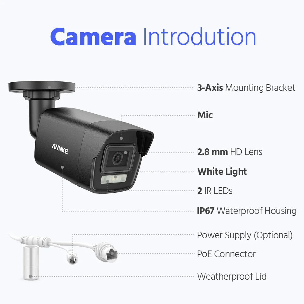 ANNKE 4K Dual‑Light PoE CCTV System | 8CH H.265+, 2.8mm Lens, Human & Vehicle Detection