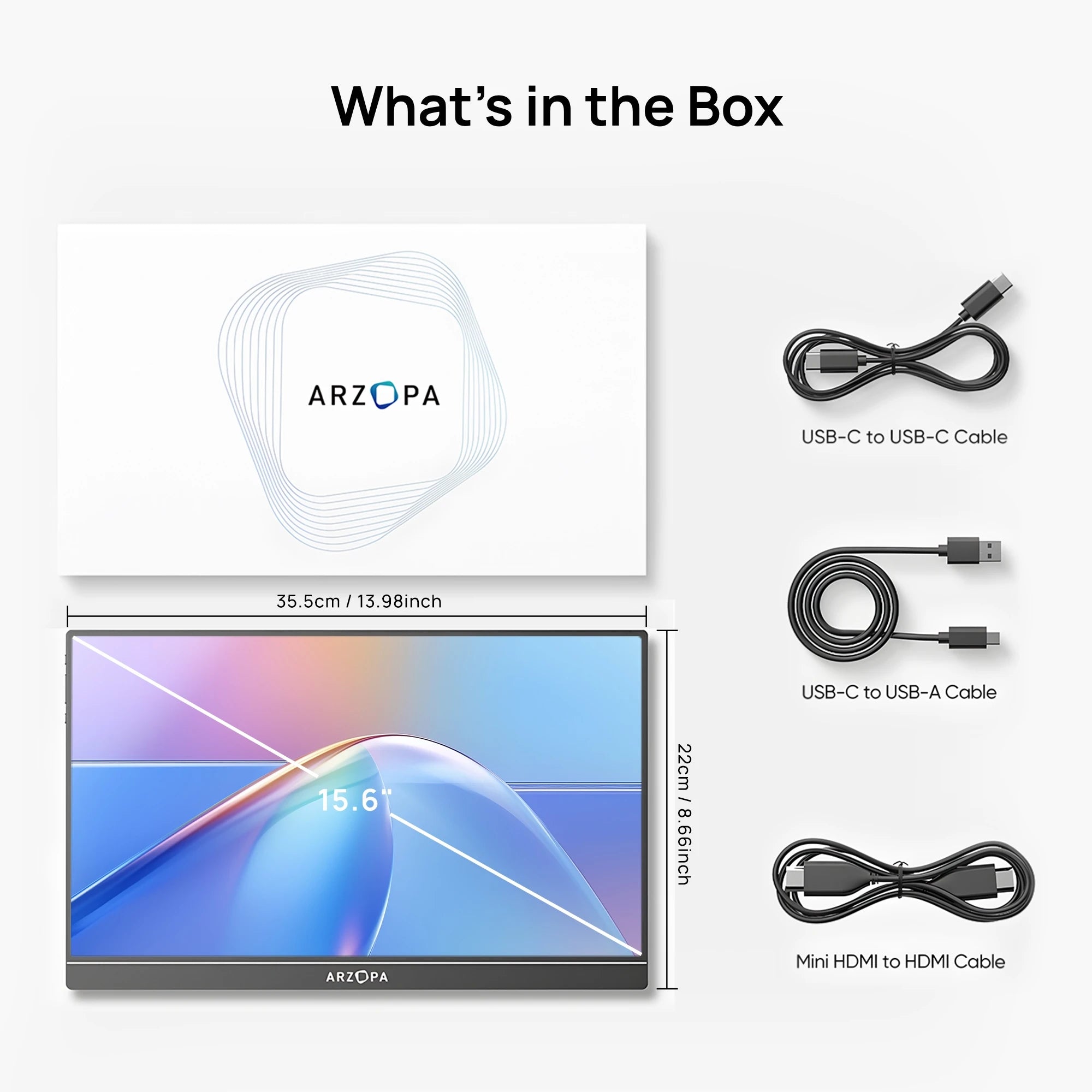 ARZOPA A1 15.6" Portable Monitor | 1080P FHD, IPS, Lightweight, USB‑C & HDMI