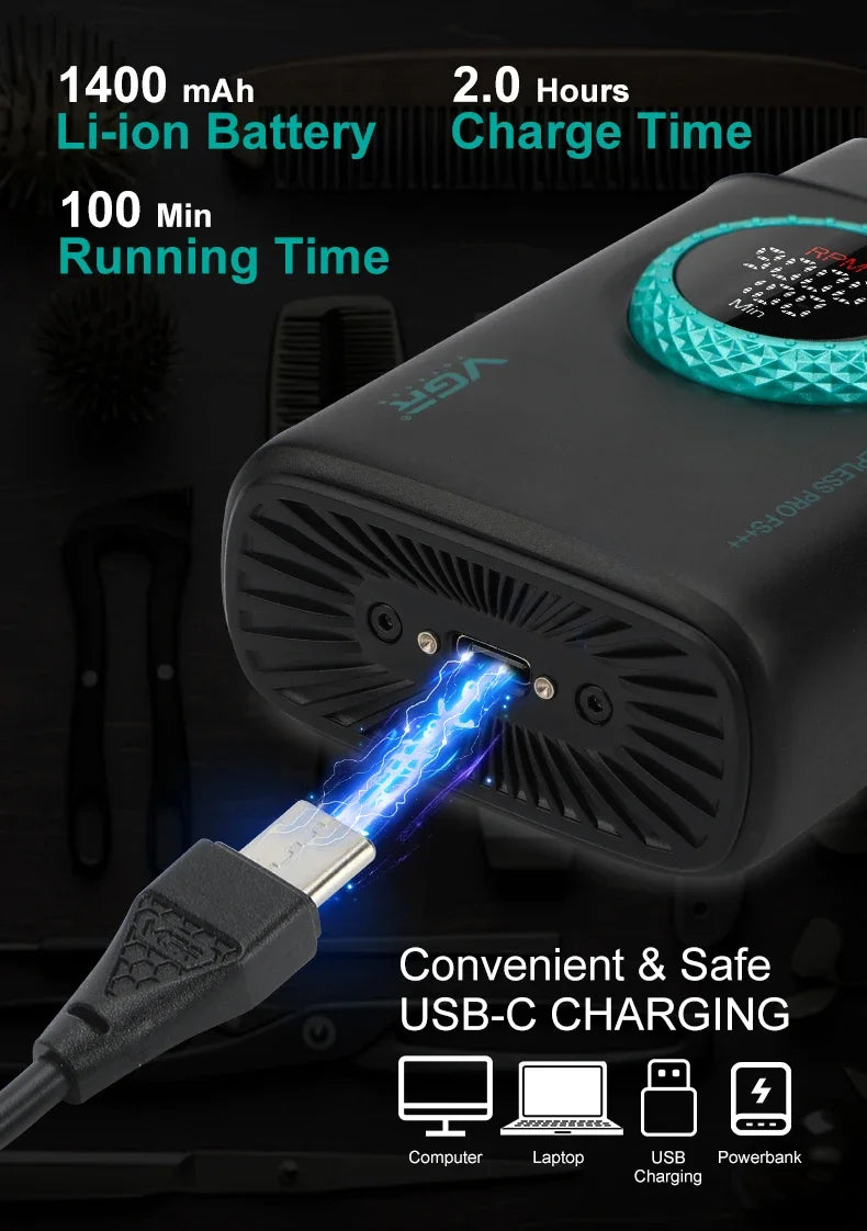 VGR Razor Electric Shaver Professional Beard Trimmer Rechargeable Trimmer 9000 RPM Razor Digital Display Shaver for Man V-378