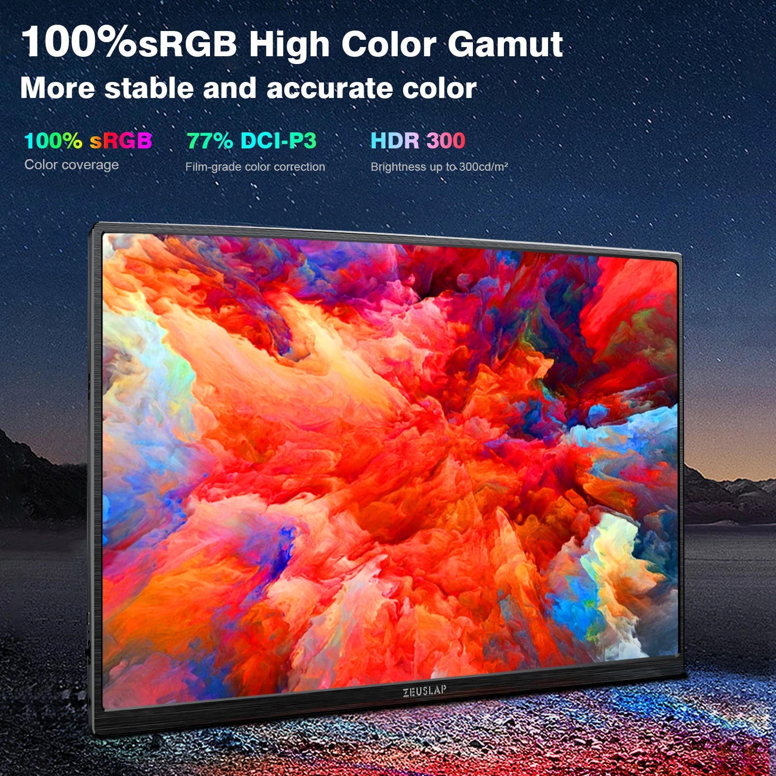 ZEUSLAP 16-palčni prenosni zaslon na dotik | 1200P IPS, 100 % sRGB, USB‑C in HDMI