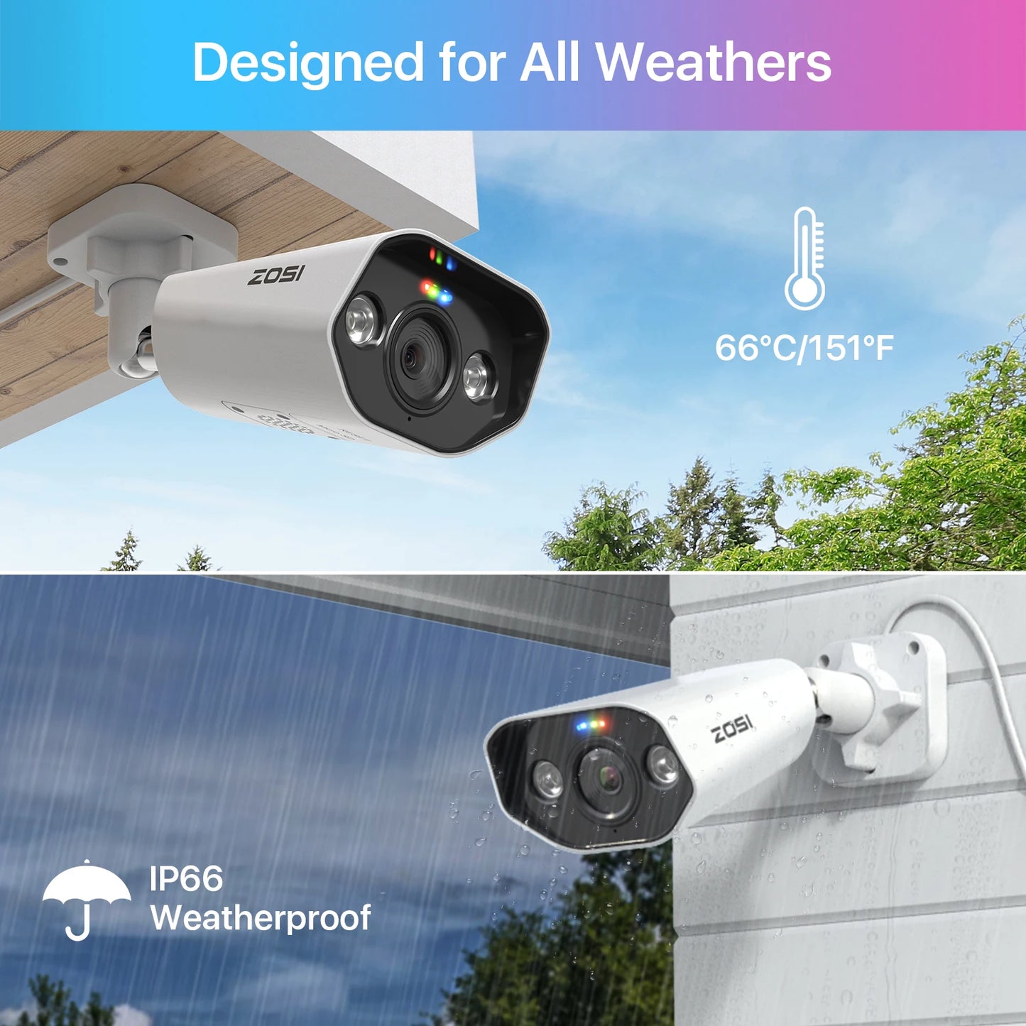 ZOSI 4K 8MP PoE Add‑On IP Camera – Ultra HD Security Cam with Two‑Way Audio, Full‑Color Night Vision