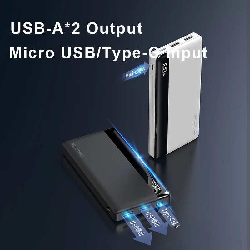 MOVESPEED K10 prenosna baterija 10000 mAh, dvojna vrata USB A, hitro polnjenje, velika zunanja baterija za iPhone 15 Pro, Samsung S23, Xiaomi 14