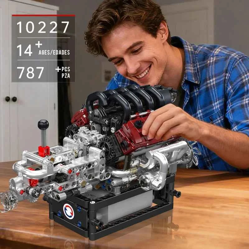 Mould King 10227 Motorized V8 Engine & Transmission Building Set - Limetastore