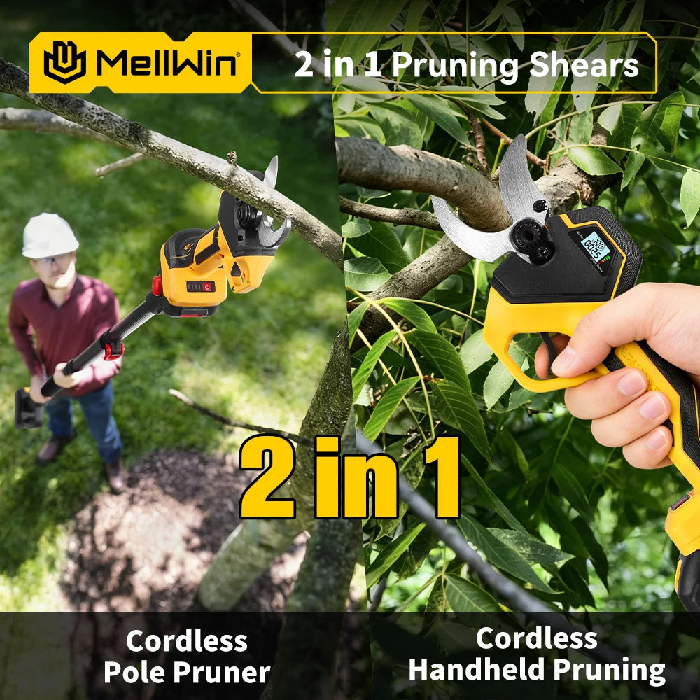 MELLWIN Brushless 50MM Electric Pruner Shear With 180CM Telescoping Pole Garden Pole Pruner Shear Tool For Makita 18VBattery Pin - Limetastore