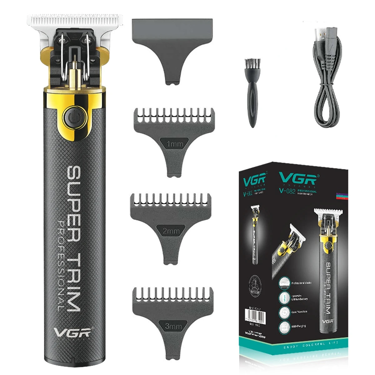 VGR Professional Hair Clipper T9 Hair Cutting Machine Cordless Haircut Machine Rechargeable Bald Barber Trimmer for Men V-082