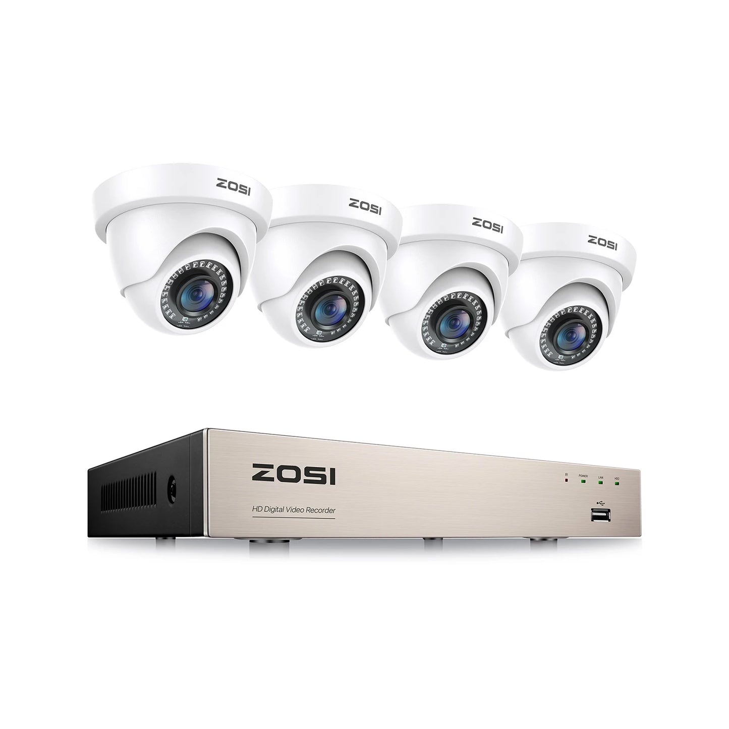 ZOSI 8CH 1080P Wired Security Camera System – H.265+ 5MP Lite DVR Recorder with 2MP Indoor/Outdoor