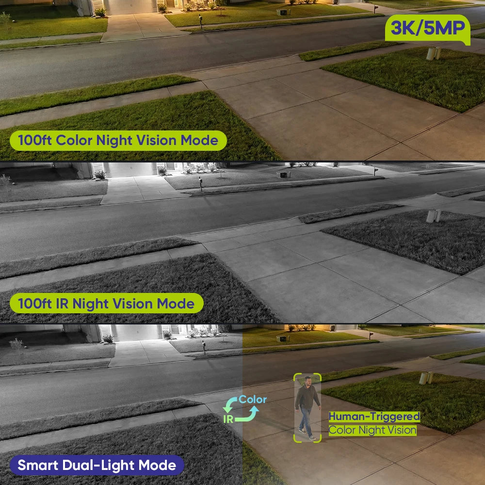 SANNCE 5MP PoE CCTV System | 4CH H.265 NVR, 5MP PT Cameras, Color Night Vision, Two‑Way Audio