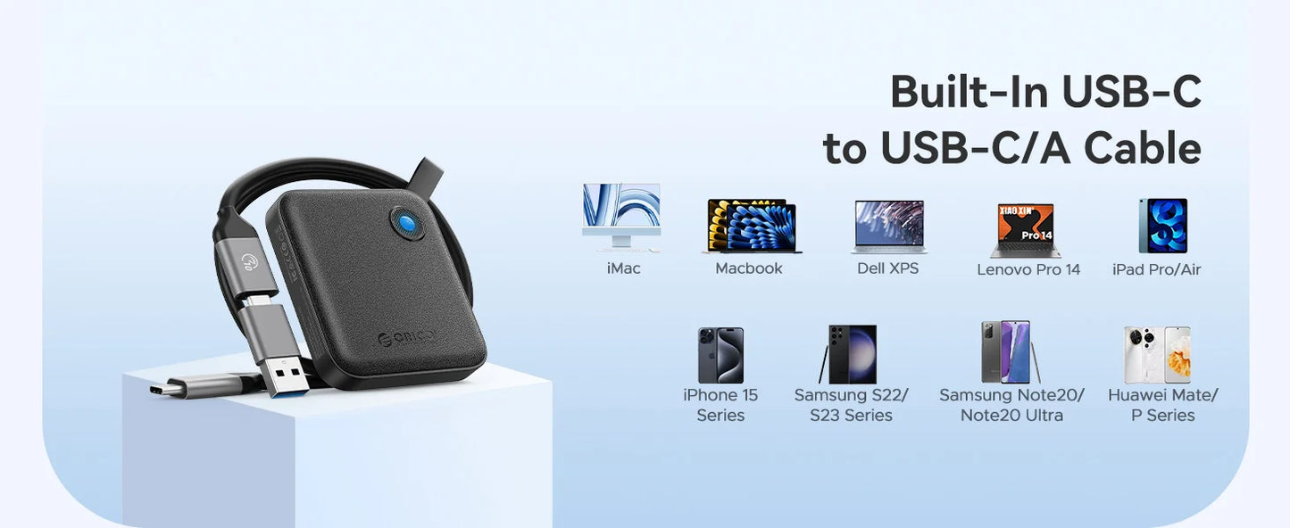 ORICO Portable External SSD – USB 3.2 Gen2 High‑Speed Solid State Drive