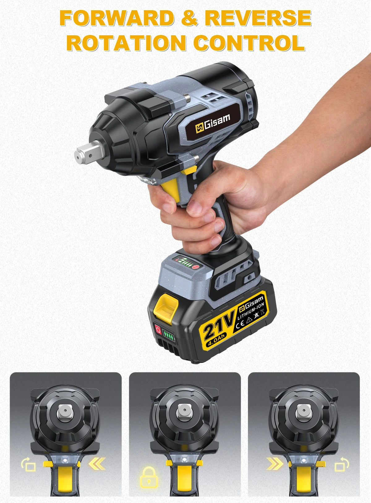 Gisam 1400N.m Brushless Impact Wrench 1/2"