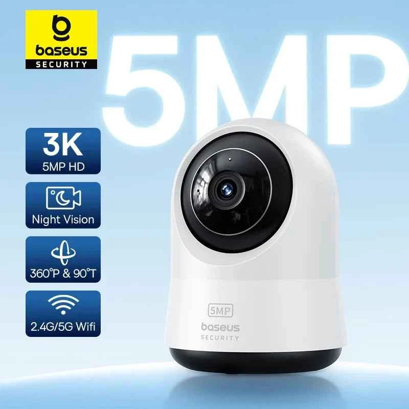 Baseus 5MP 3K WiFi IP Camera 2.4G/5G Wireless Indoor Security Protection Pan&Tilt 8x Digital Zoom Mini Cam Surveillance Cameras - Limetastore