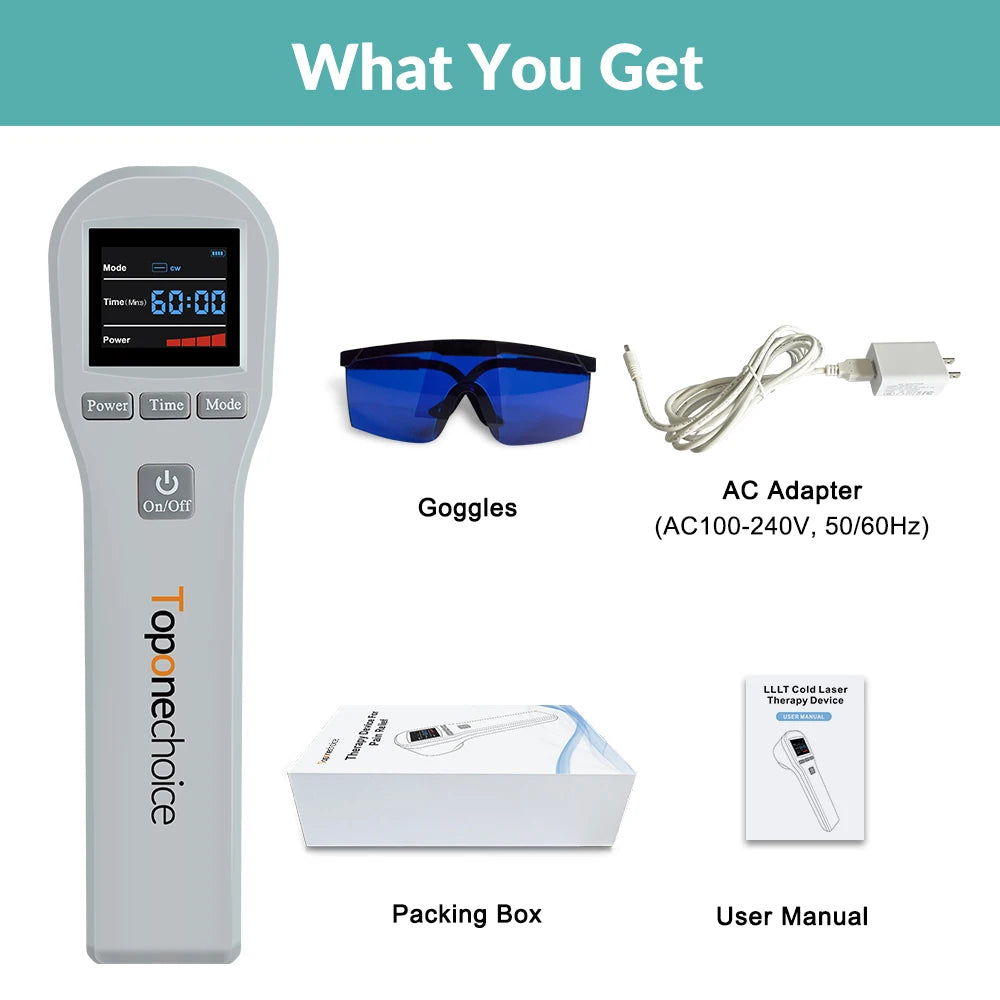 Toponechoice 880mW Professional Cold Laser Therapy Device – 650nm & 808nm