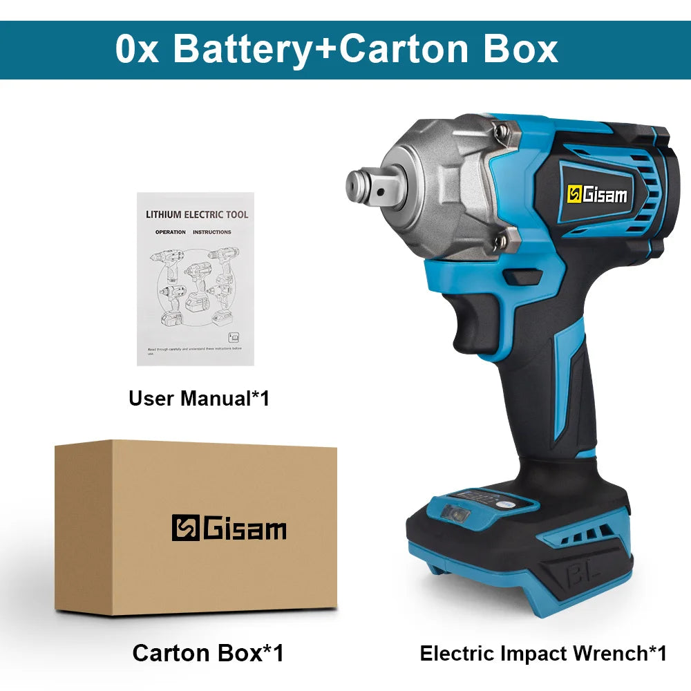 Gisam 1200N.m Brushless Impact Wrench 1/2" for Makita 18V