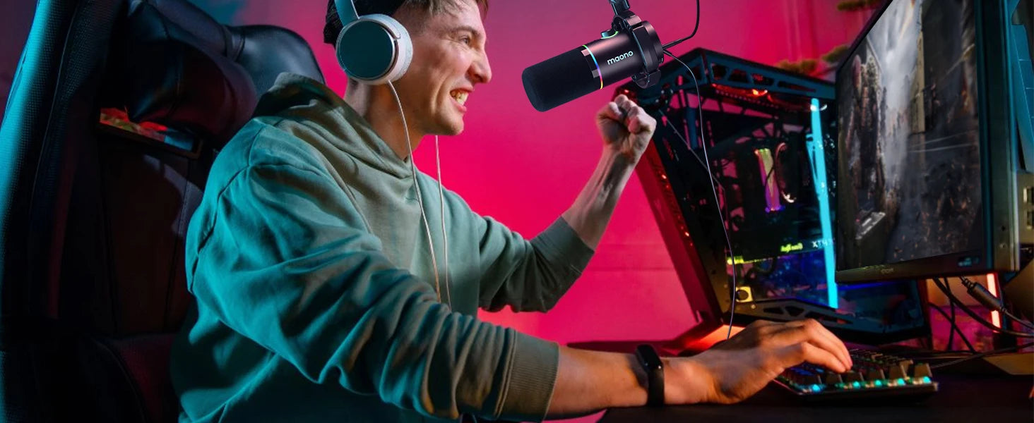Maono PD200XS – XLR/USB Dynamic Podcast Microphone | Dual‑Mode Studio Mic with Maonolink Software, Gain Knob & Noise Control for Recording & Streaming