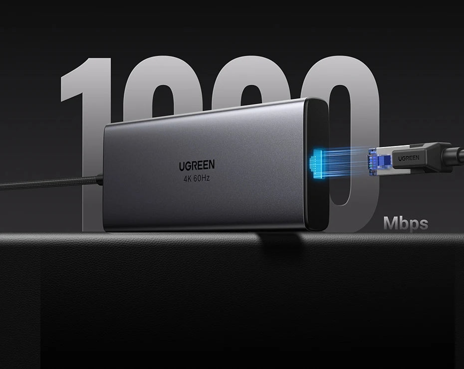 UGREEN 9‑in‑1 USB‑C Hub with 4K60Hz HDMI, 10Gbps USB Ports, Gigabit Ethernet, PD100W