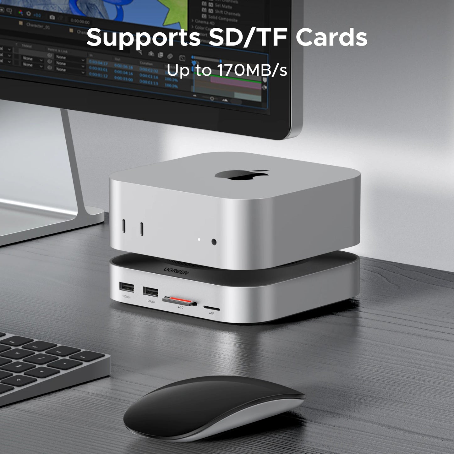 UGREEN USB‑C Docking Station for Mac Mini M4/M4 Pro with M.2 NVMe SSD Enclosure
