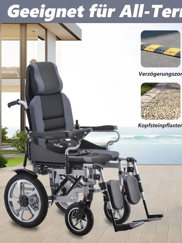 Electric Self‑Propelled Folding Wheelchair for Elderly & Disabled – Reclining Backrest
