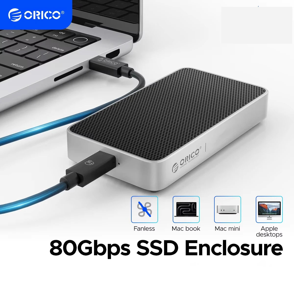 ORICO 80Gbps Thunderbolt 5‑Compatible M.2 NVMe SSD Enclosure with JHL9480 Chip