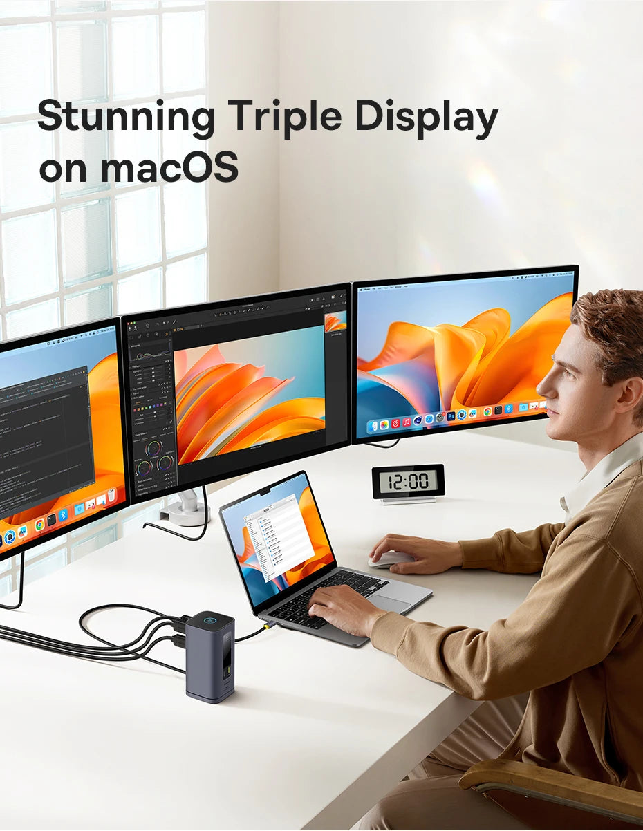 Baseus 11‑in‑1 USB‑C Hub | DP 4K@60Hz, HDMI, Triple Display, RJ45, PD 100W, USB 3.1 Docking Station