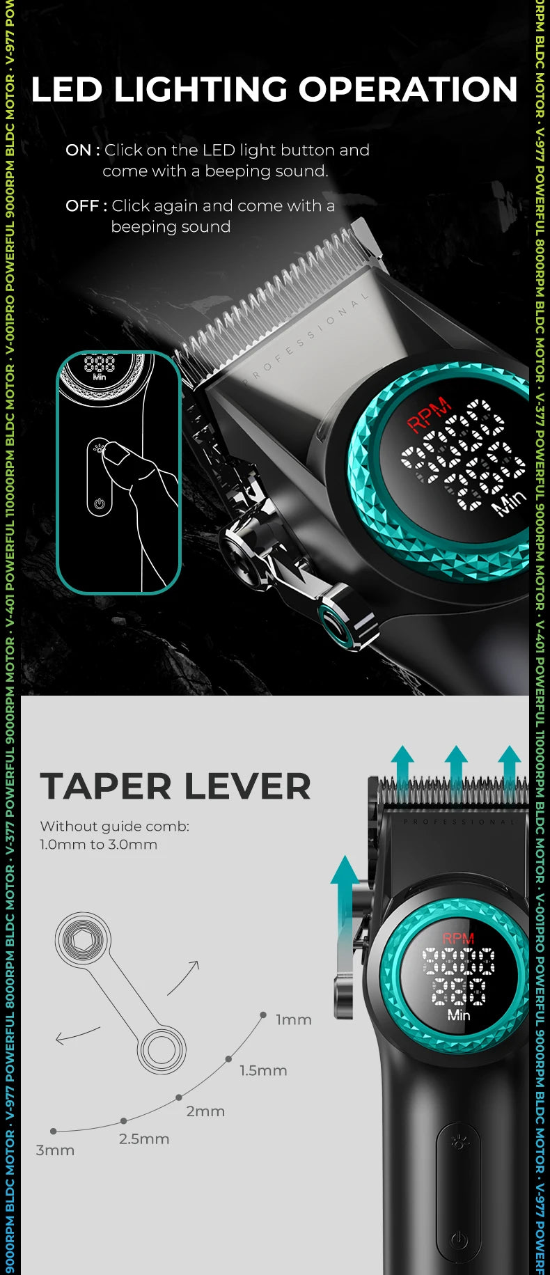 VGR Hair Cutting Machine Professional Trimmer Electric Hair Clipper Barber Shaver Hair Dryer Stepless Pro 4 in 1 Trimmer for Men