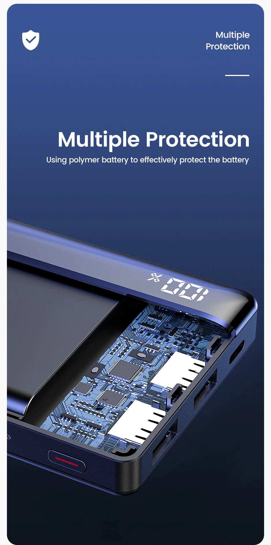 MOVESPEED K10 prenosna baterija 10000 mAh, dvojna vrata USB A, hitro polnjenje, velika zunanja baterija za iPhone 15 Pro, Samsung S23, Xiaomi 14