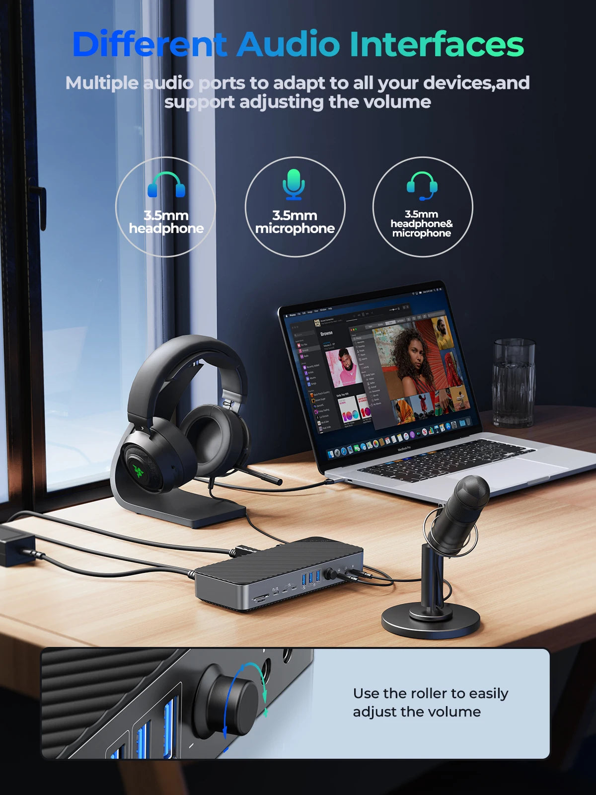 ORICO USB C Docking Station Type C to 8K30Hz DP HDMI-Com 5 Different Display RJ45 PD 22 in 1 Mult Audio 10Gbps HUB for Desktop