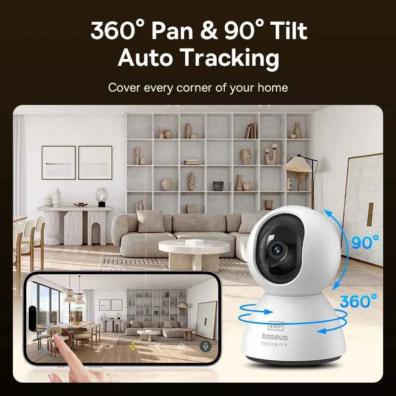 Baseus 4MP IP Camera Smart 5G WIFI Security Camera Indoor Home Protection PT 3K High Clarity Two Way Audio Surveillance Camera - Limetastore