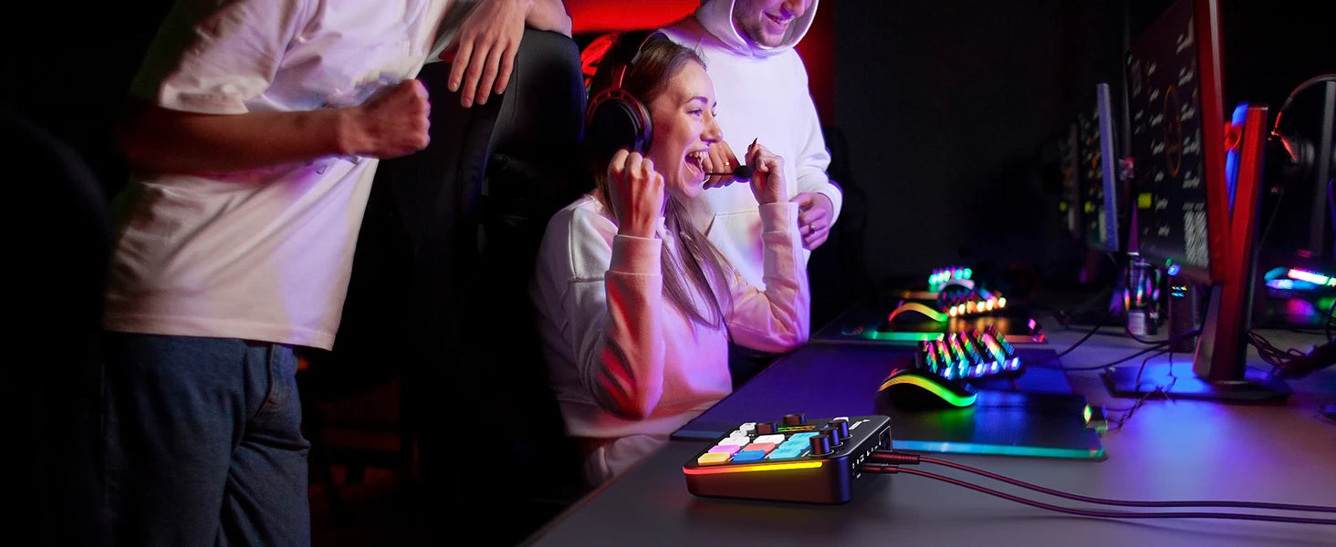 Maono G1 NEO – Gaming Audio Interface | 4‑Channel Mixer, Custom Sound Effects, RGB Lighting, XLR Input for Streaming & Podcasting