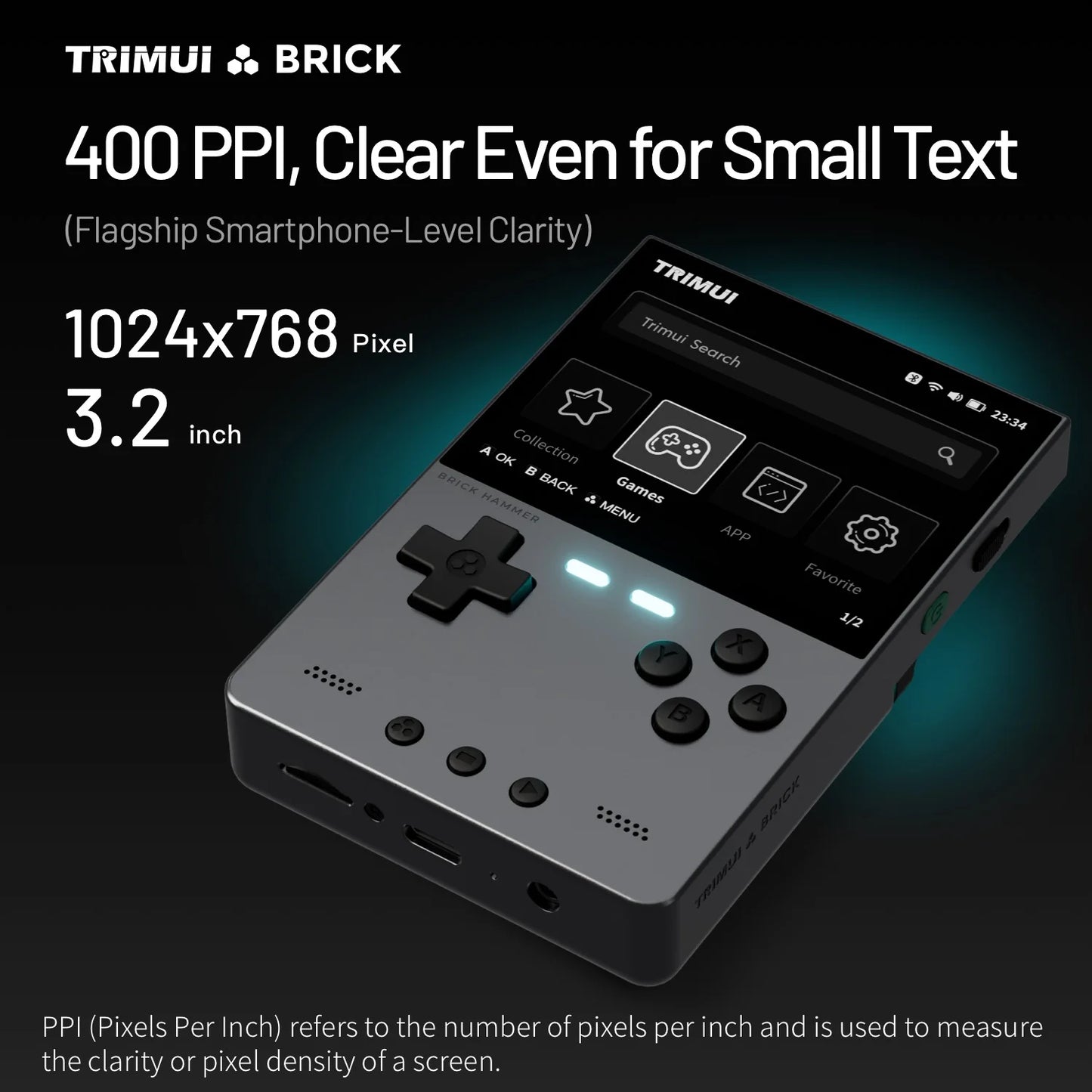 AMPOWN TRIMUI BRICK Metal Retro Games Console Portable Handheld Game Player CNC 3.2 IPS Screen Linux System Video Gaming Device - Limetastore