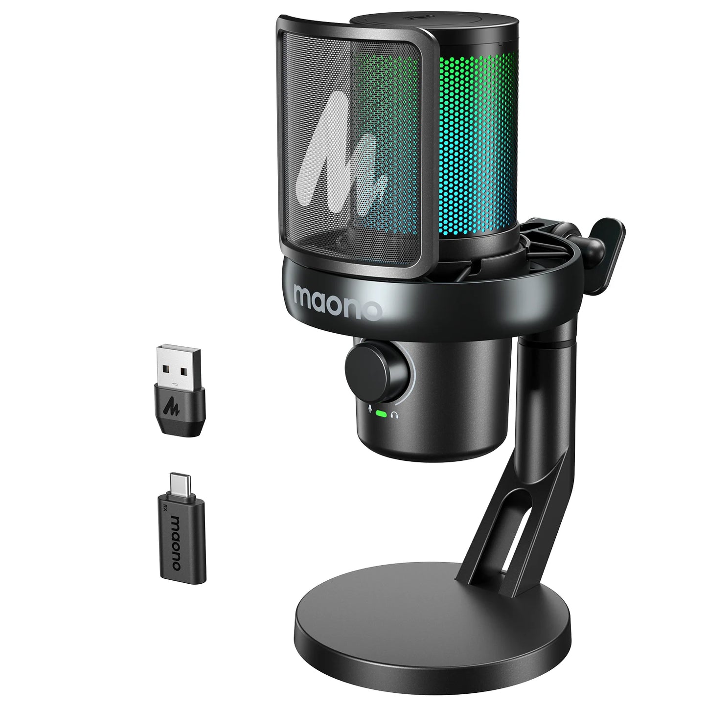 Maono DM40 – Wireless USB Condenser Microphone | AI Voice Changer, Noise Reduction & RGB Mic for Gaming, Streaming & PC Recording