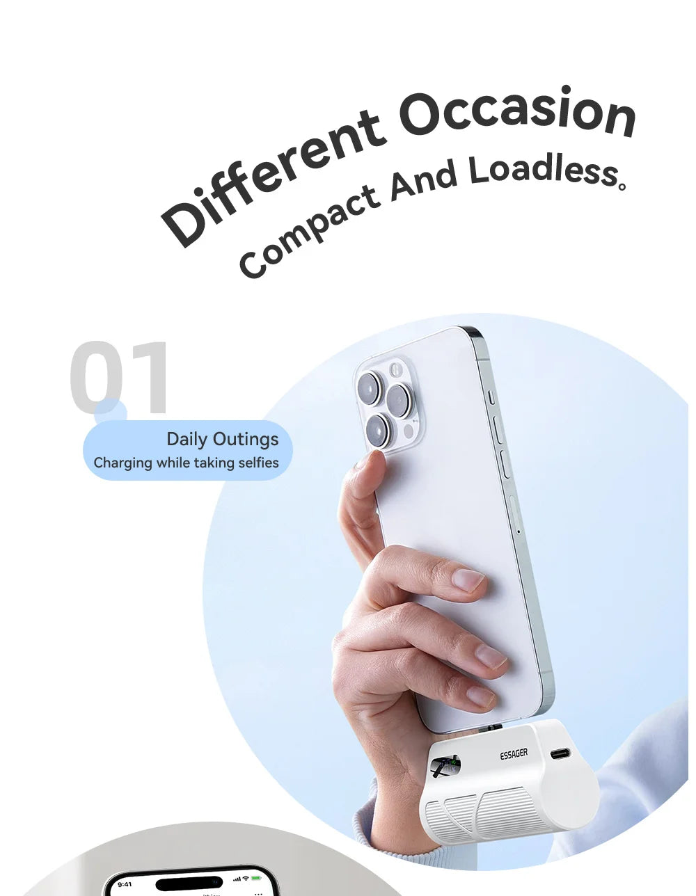 ESSAGER Mini Capsule Power Bank 5000mAh 20W PD Fast Charging